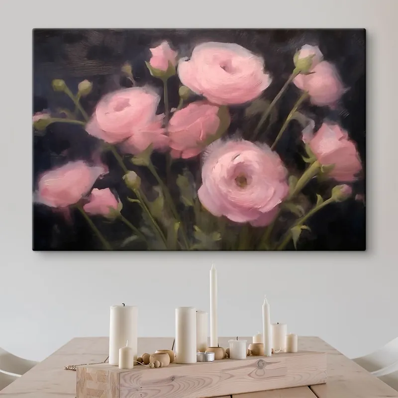 Pictură pe pânză Flori roz Nr s43221 Ofertă exclusivă