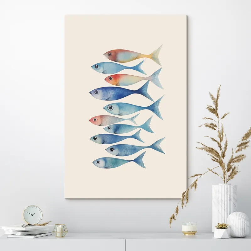 Pictură pe pânză Pește minimalism imitație acuarelă Nr s43960 Popular