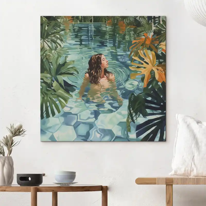 Pictură pe pânză Fată în piscină imitație pictură Nr s43961 Bestseller