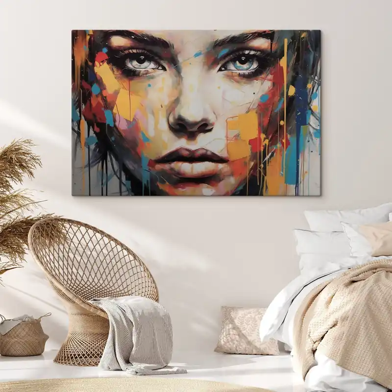 Pictură pe pânză Portret în tușe colorate Nr s43982 Super ofertă