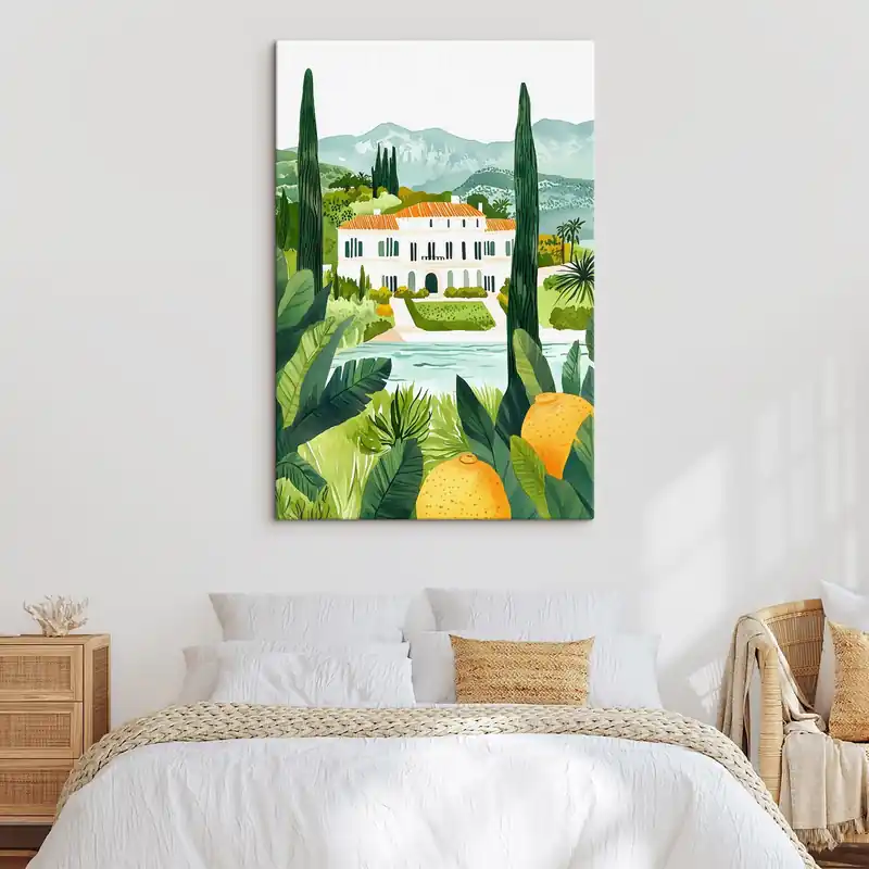 Pictură pe pânză Spania, peisaje de vară, lămâi, arhitectural, tropical Nr s44026 Preț redus