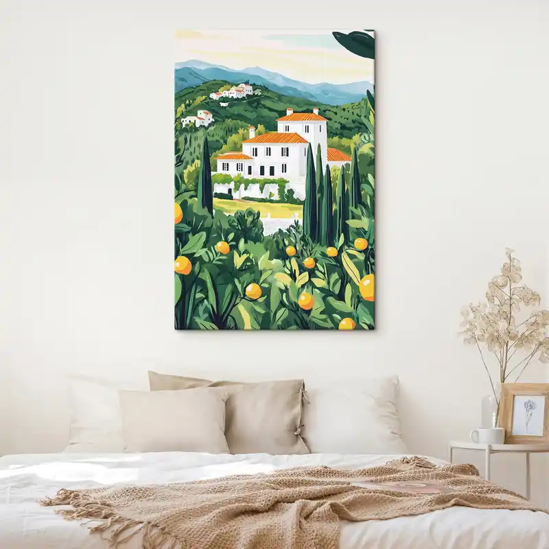 Discount Pictură pe pânză Vara natura, mediteranean, copaci de lamaie, arhitectural Nr s44028