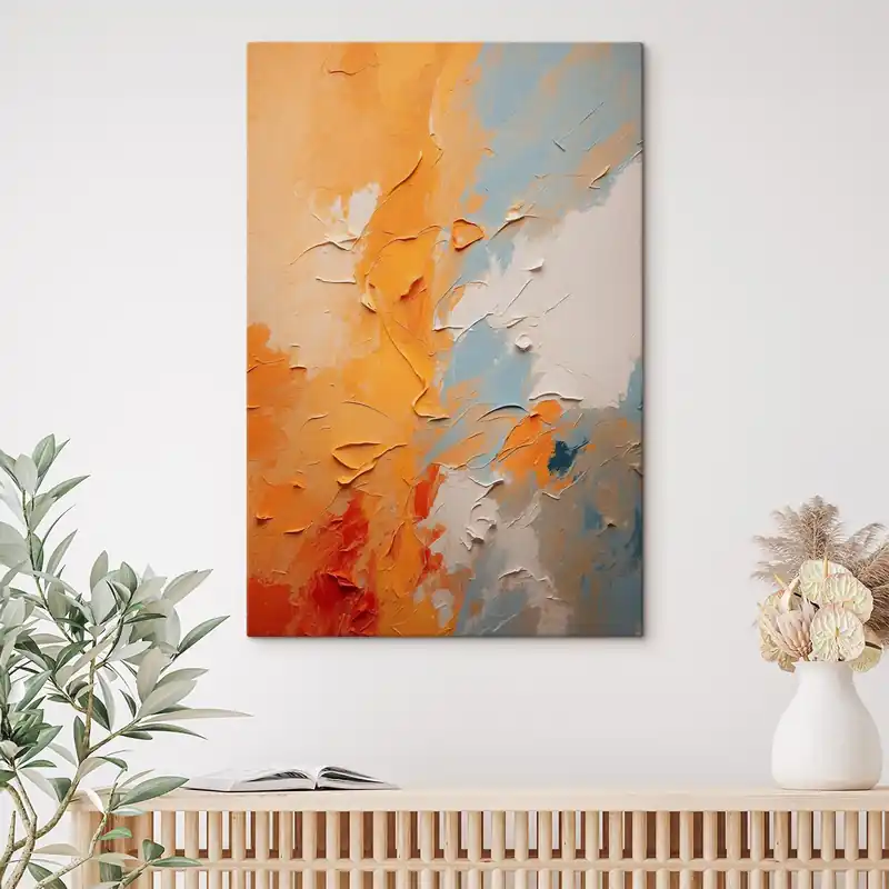Popular Pictură pe pânză Pictură abstractă în ulei cu culori galbene și albastre Nr s44077