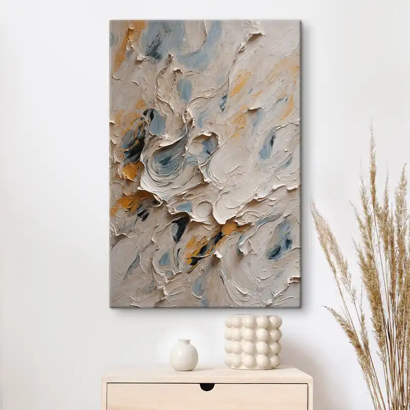 Pictură pe pânză Pictură abstractă în ulei în culorile alb și albastru Nr s44078 Chilipir