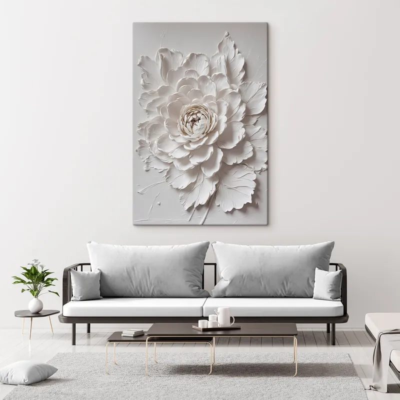 Pictură pe pânză Floare albă pe fundal alb Nr s44089 Noutate