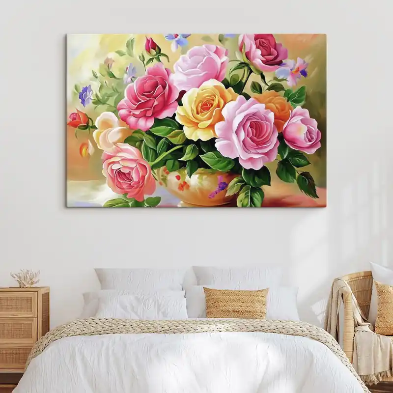 Vezi acum Pictură pe pânză Buchet luxuriant de flori strălucitoare Nr s44217