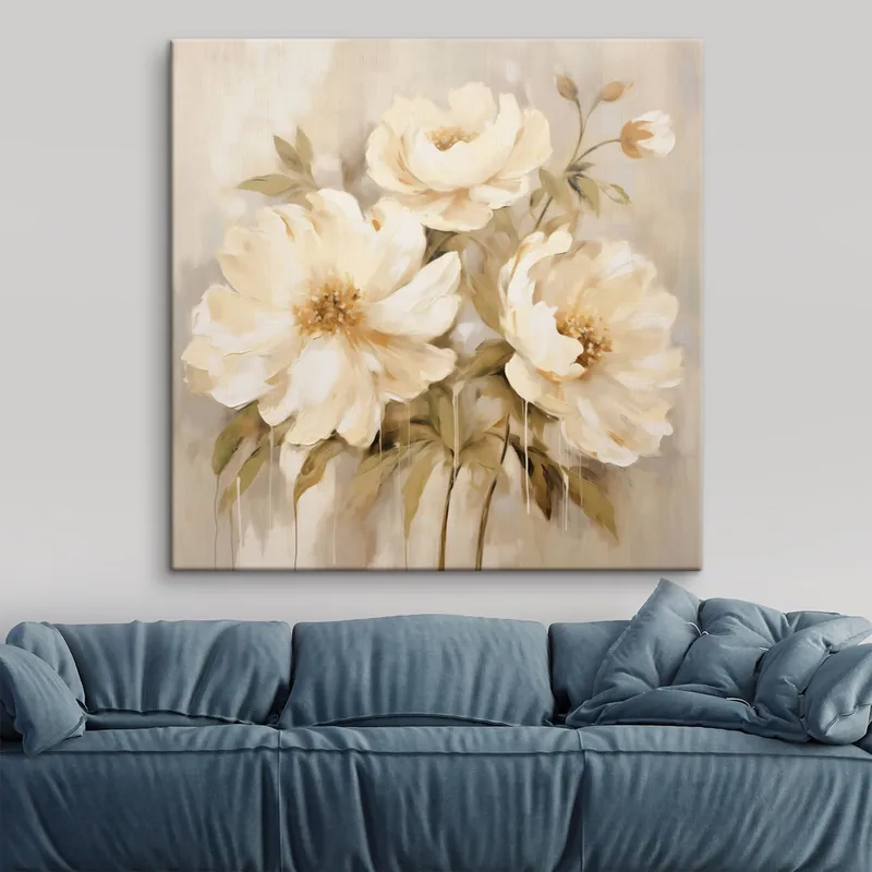 Pictură pe pânză Сompoziție florală cu petale albe Nr s44043 Expediere rapidă