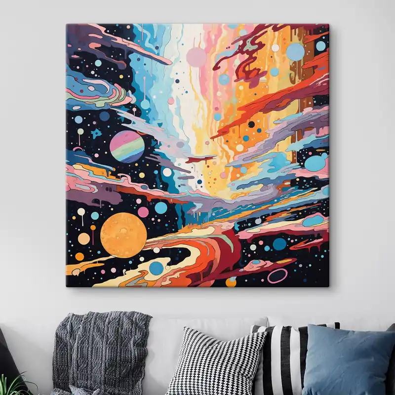 Pictură pe pânză Univers în mișcare în stilul picturii abstracte Nr s44238 Doar azi
