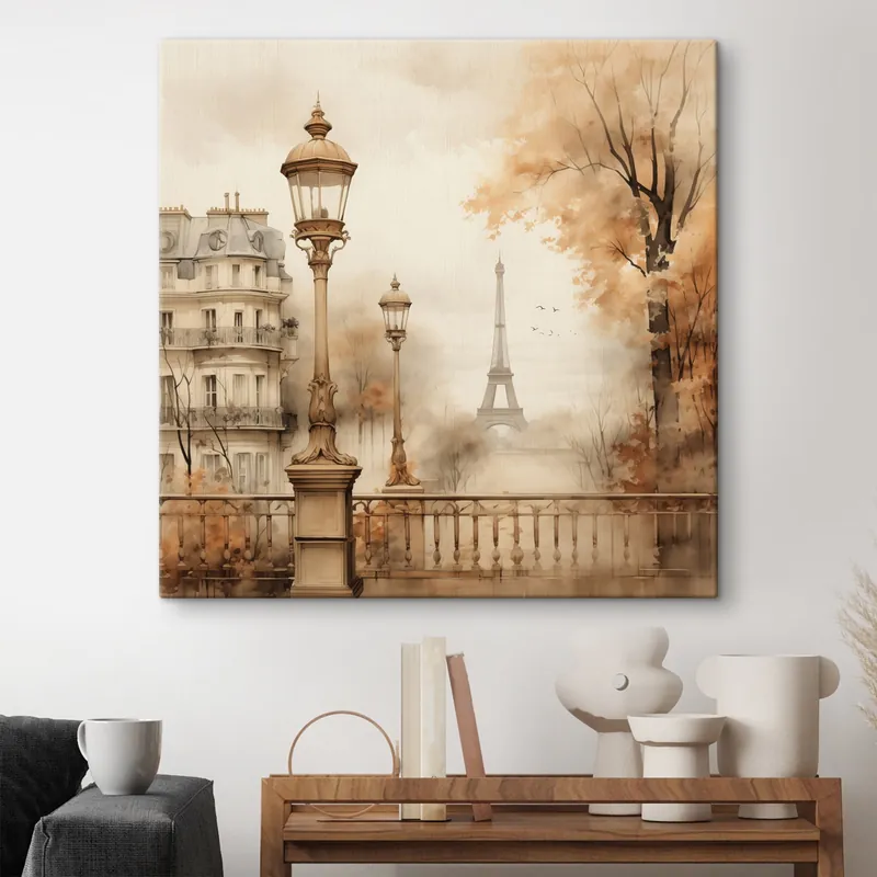 Pictură pe pânză Toamna în Paris în stilul acuarelei atmosferice Nr s44239 Doar azi