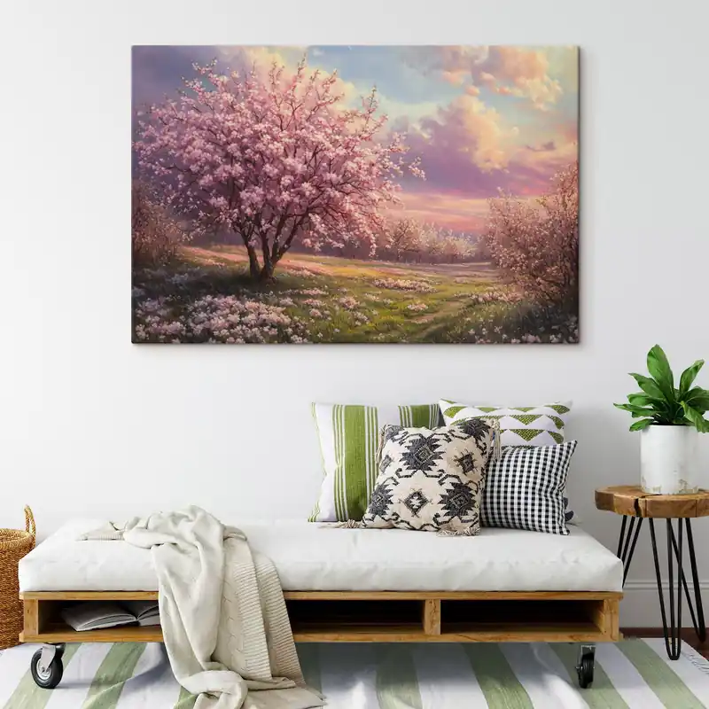 Pictură pe pânză Copaci roz înfloriți Nr s44324 Nu rata