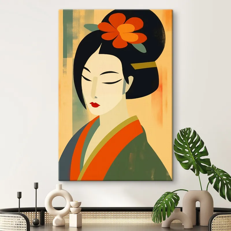 Pictură pe pânză O gheișă în profil Nr s44498 Nu rata