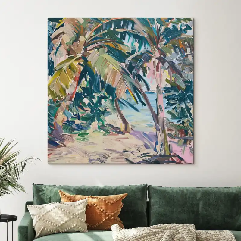 Comandă acum Pictură pe pânză Palmieri abstracție, imitație de lovituri de perie Nr s44513