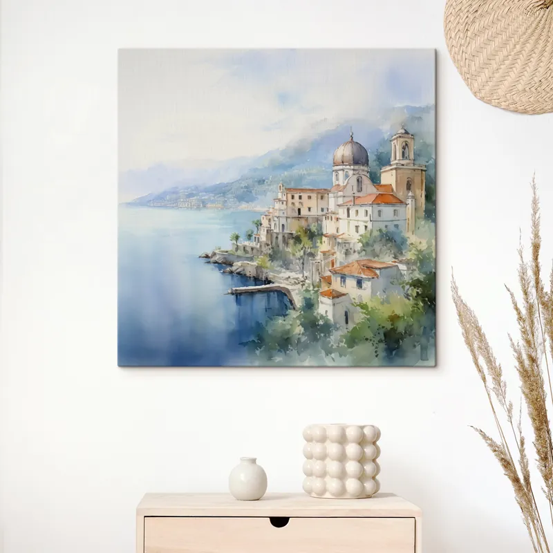 Pictură pe pânză Orașul de mare imitație de acuarelă Nr s44635 Disponibil imediat