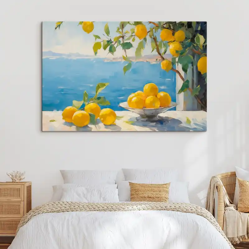 Pictură pe pânză Lămâi împotriva mării Nr s44649 Expediere rapidă