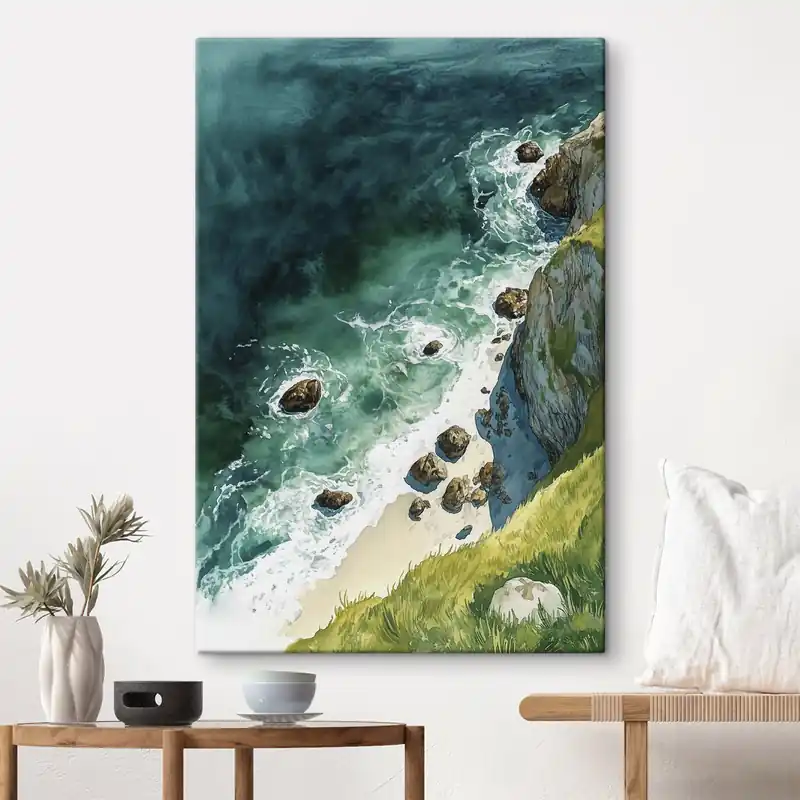 Pictură pe pânză Apă acvamarin, ocean, stânci, Portugalia Nr s44617 Disponibil imediat
