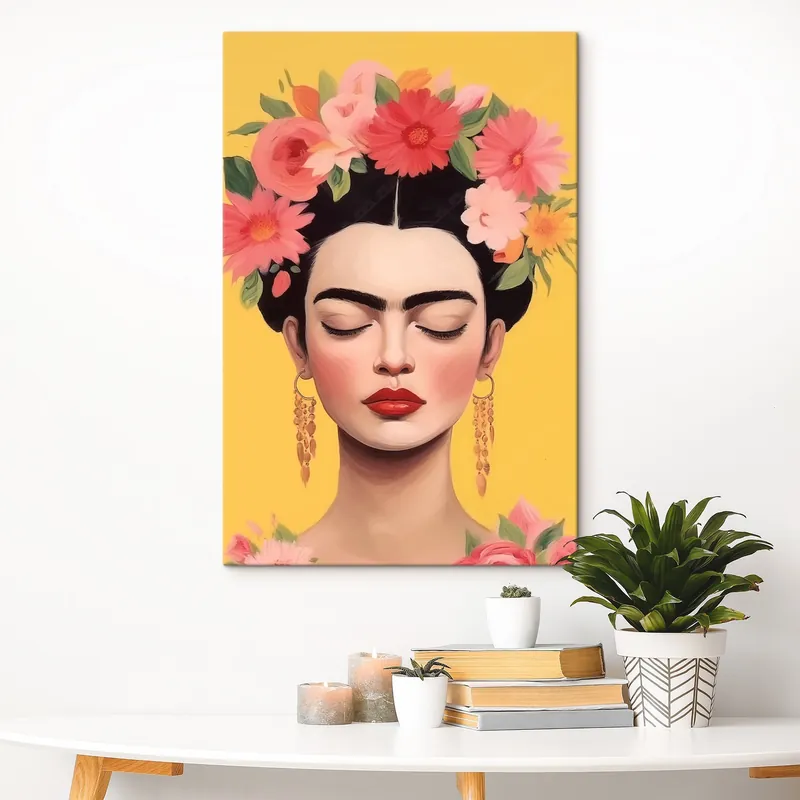 Preț mic Pictură pe pânză Portret de femeie cu flori în păr Nr s44680