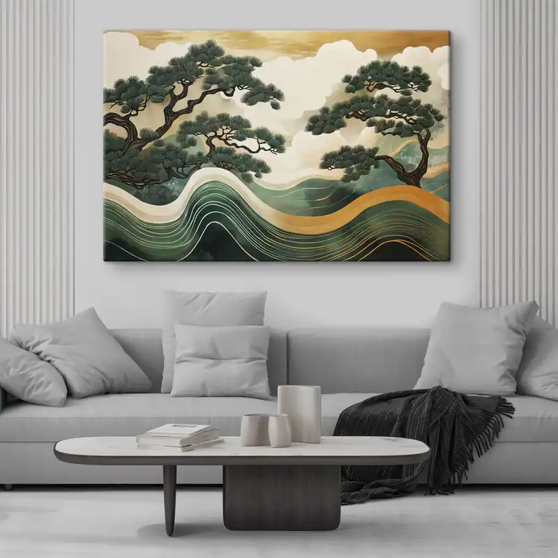 Pictură pe pânză Peisaje abstracte cu pini, stil chinezesc Nr s44720 Reducere specială
