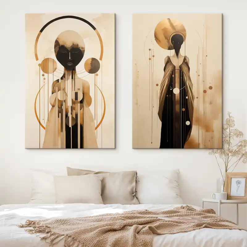 Pictură pe pânză Figuri în stil abstract modern cu cercuri Nr m00464 Vezi acum