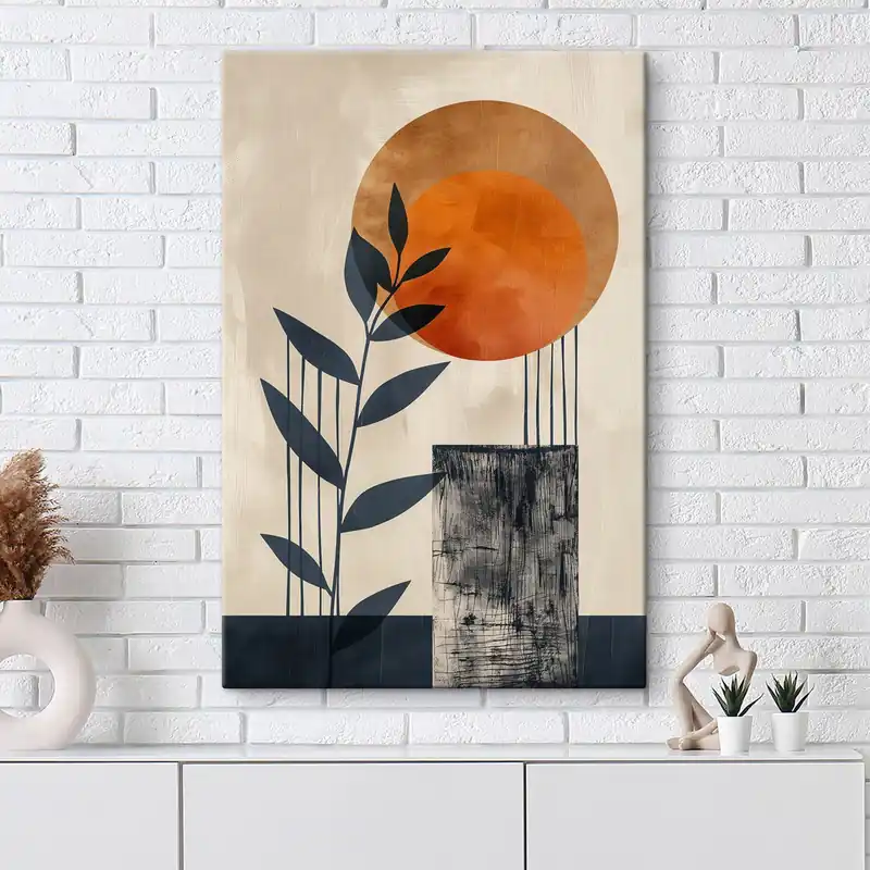 Pictură pe pânză Soare și frunze Nr s44961 Discount