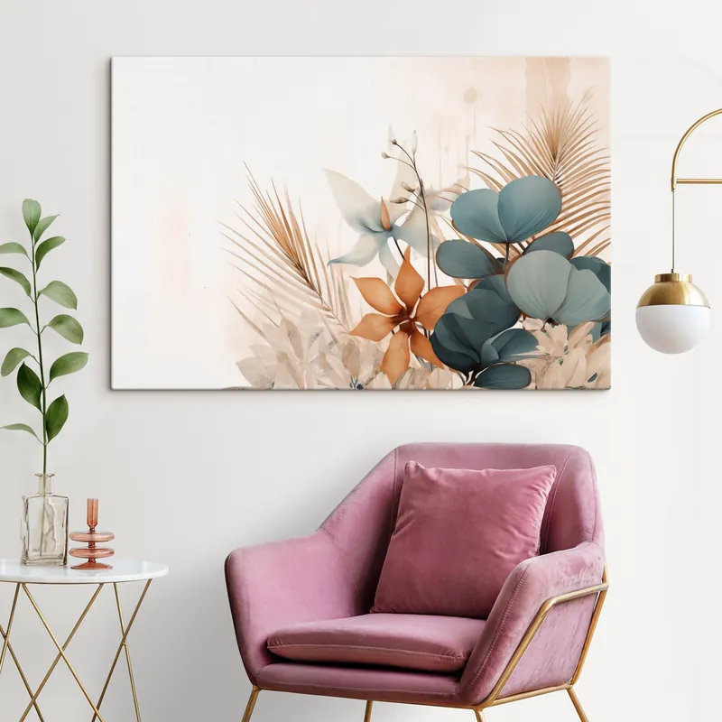 Cel mai vândut Pictură pe pânză Frunze decorative și flori în stil acuarelă Nr s44843