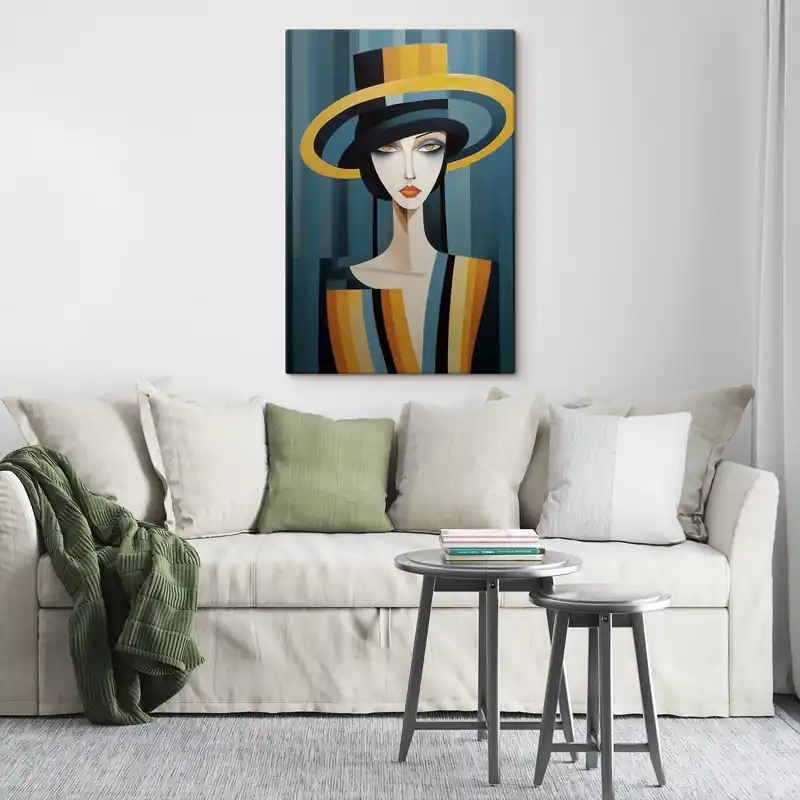 Preț promoțional Pictură pe pânză Portret abstract de femeie într-o pălărie Nr s44990
