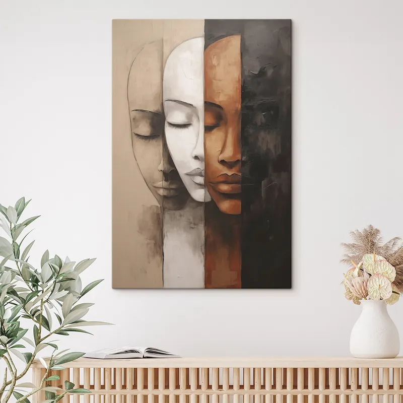 Pictură pe pânză Portret în stil abstract cu fețe Nr s45003 Ofertă specială