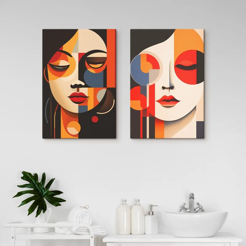 Bestseller Pictură pe pânză Portrete geometrice de femei Nr m00501