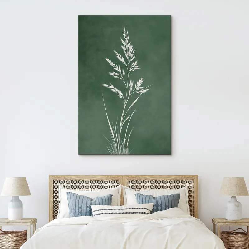 Pictură pe pânză iarbă de câmp, natură, artă botanică, elegant, stil plat, tonuri stinse, frunze Nr s45093 Calitate înaltă