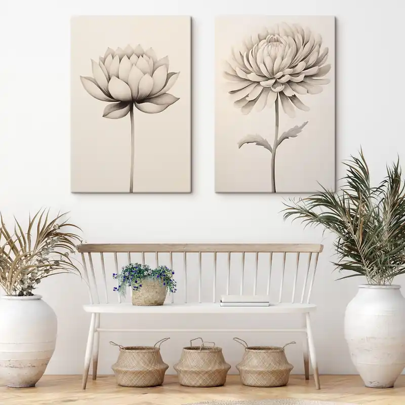 Discount Pictură pe pânză Lotus și crizantemă Nr m00475