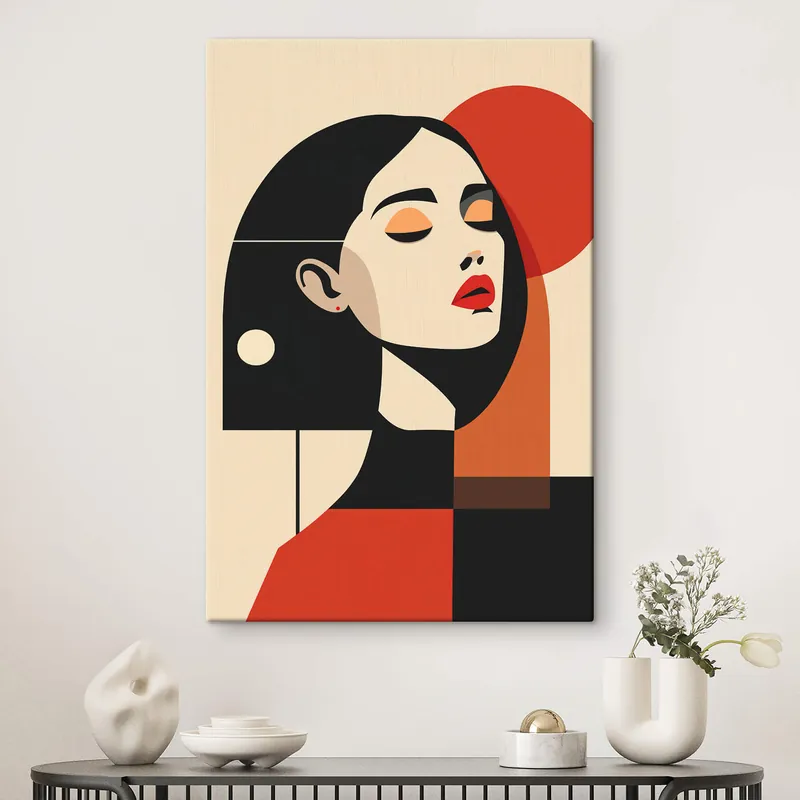 Plată sigură Pictură pe pânză Portret abstract al unei femei în stil Bauhaus Nr s45166