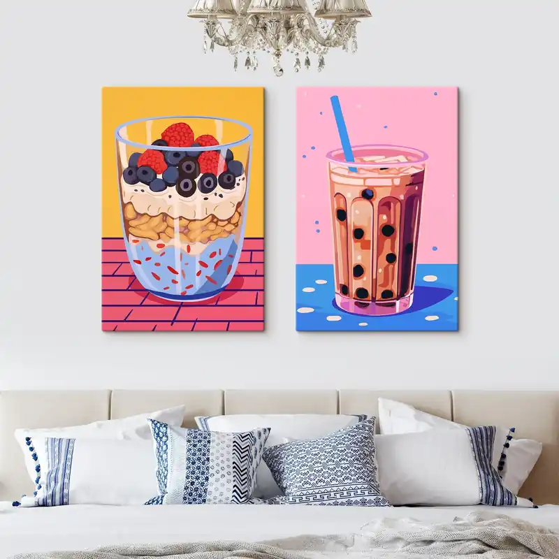 Preț mic Pictură pe pânză Ceai Bubble și granola cu fructe Nr m00545