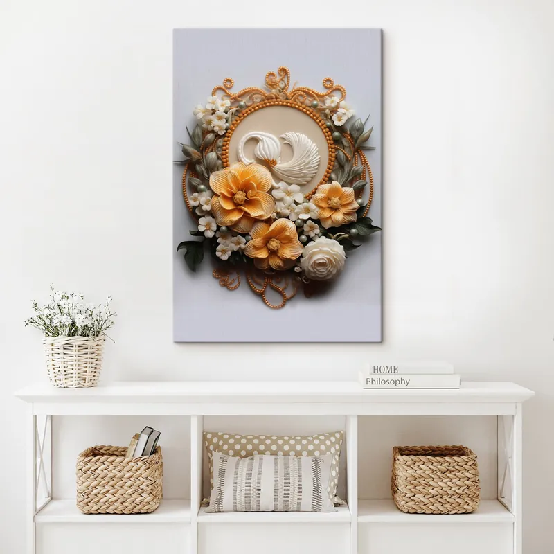 Pictură pe pânză Compoziție abstractă de flori Nr s44553 Reducere specială