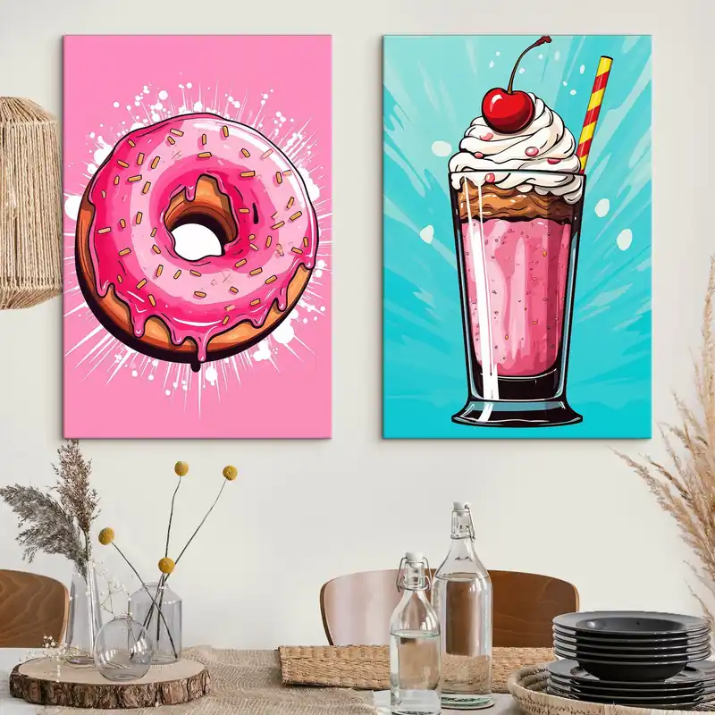 Pictură pe pânză Donut și milkshake Nr m00553 Ultima șansă