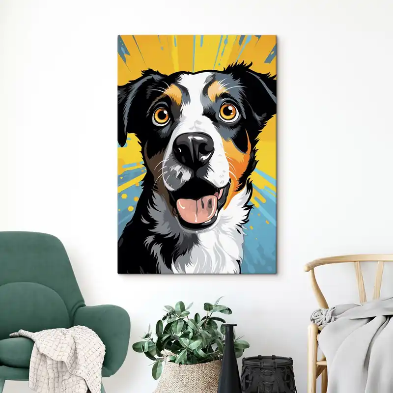 Lichidare de stoc Pictură pe pânză Câine fericit Pop Art Nr s45279