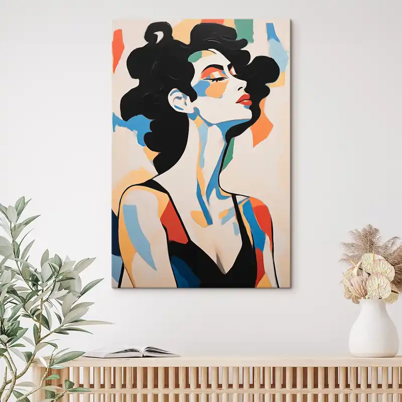 Ofertă Pictură pe pânză Portret abstract al unei femei cu imitație de tușe Nr s45233