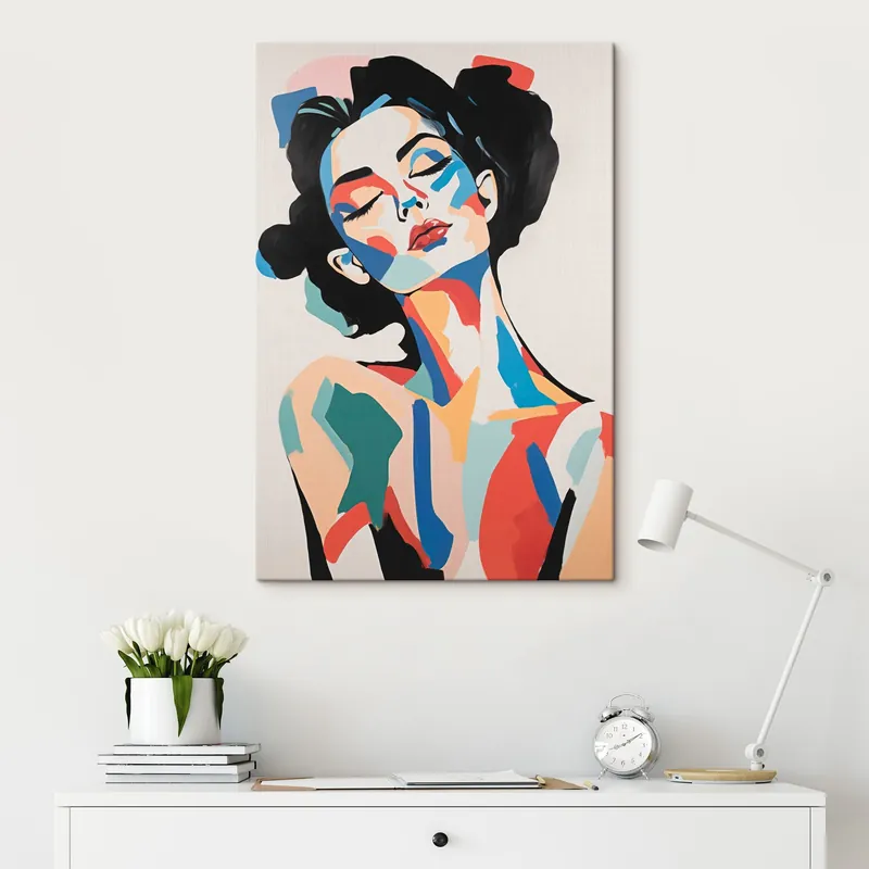 Cumpără online Pictură pe pânză Portret abstract al unei femei cu imitație de tușe Nr s45234