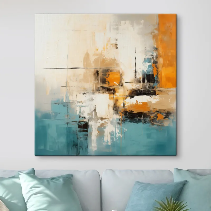 Pictură pe pânză Artă contemporană cu tușe texturate și accente luminoase Nr s45041 Retur gratuit