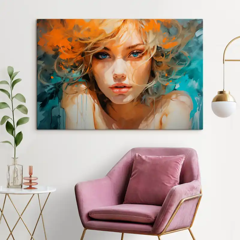 Reducere de preț Pictură pe pânză Imagine feminină expresivă în stil abstract-realist Nr s45061