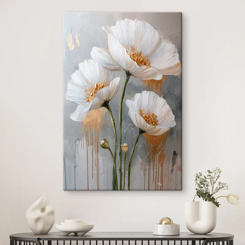 Bestseller Pictură pe pânză Margarete albe pictură volumetrică pe fundal albastru Nr s45240