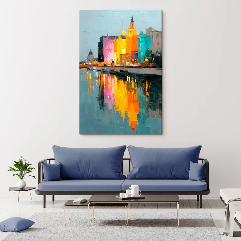 Ofertă Pictură pe pânză Luminile orașului peisaj vibrant în stil impasto Nr s45242