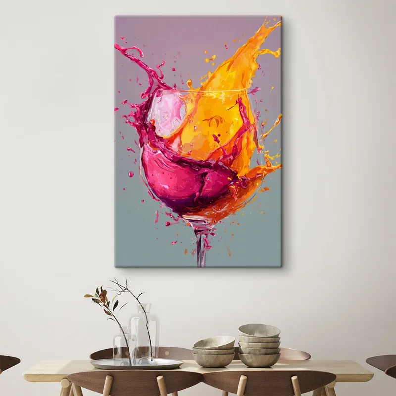 Premium Pictură pe pânză Color splash abstracție dinamică într-un pahar Nr s45244