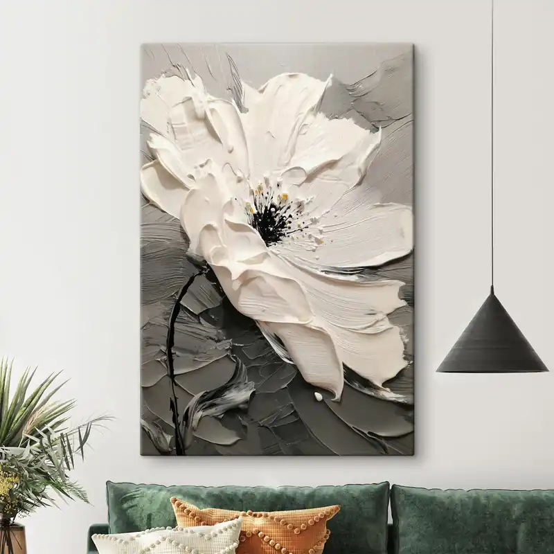 Reducere extra Pictură pe pânză Floare elegantă pictură modernă cu textură în relief Nr s45246
