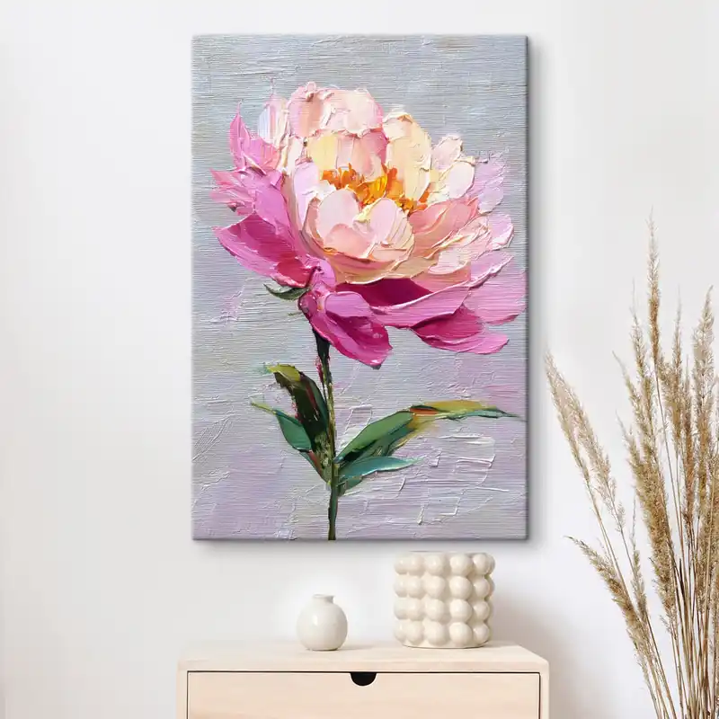 Popular Pictură pe pânză Art Peony compoziție vibrantă în stil volumetric Nr s45248