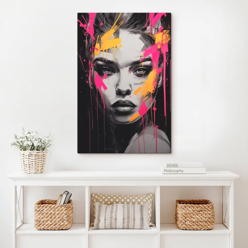 Livrare expres Pictură pe pânză Portret feminin alb-negru Nr s45319