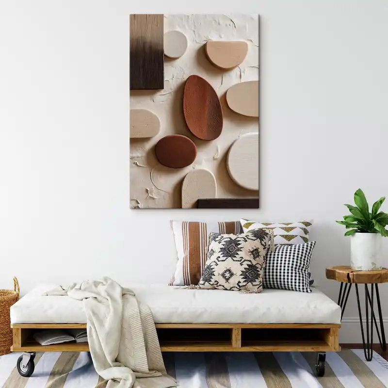 Pictură pe pânză Compoziție abstractă cu forme geometrice tridimensionale pe un fundal în relief Nr s45409 Bestseller