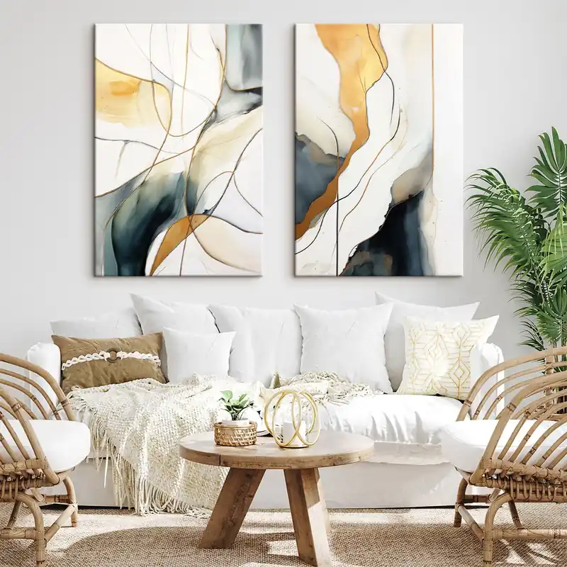 Pictură pe pânză Abstracție cu spălături de acuarelă Nr m00595 Calitate înaltă