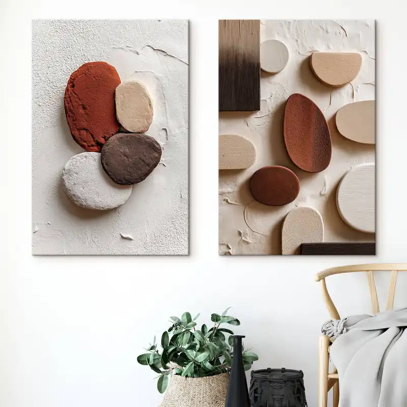 Pictură pe pânză Compoziții abstracte cu forme geometrice volumetrice pe un fundal texturat Nr m00597 Chilipir