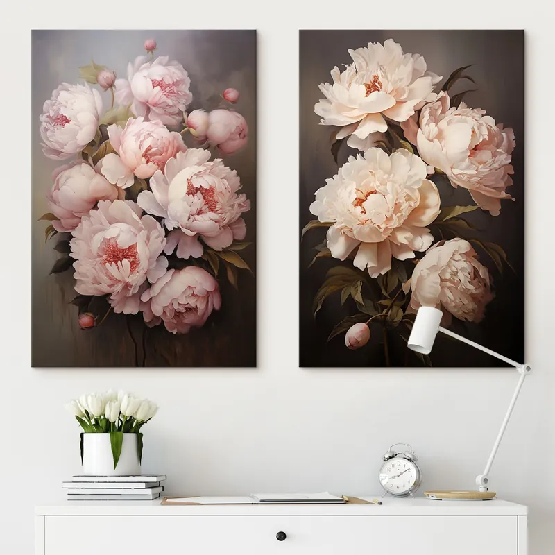 Reducere specială Pictură pe pânză Bujori delicați Nr m00598