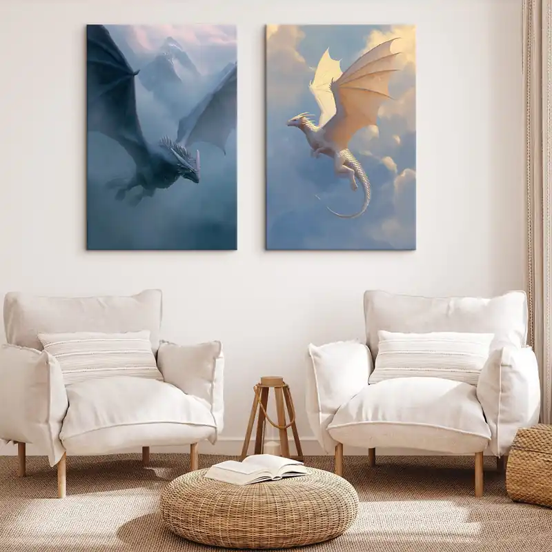 Ofertă de sezon Pictură pe pânză Dragoni pe cer Nr m00600