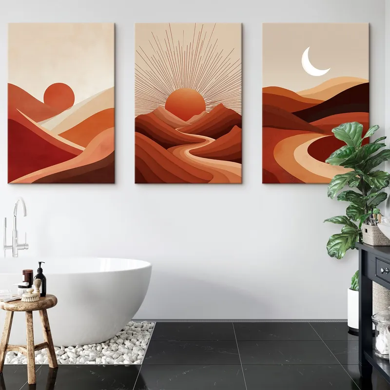 Disponibil imediat Pictură pe pânză Soare abstract în linii Nr m00606